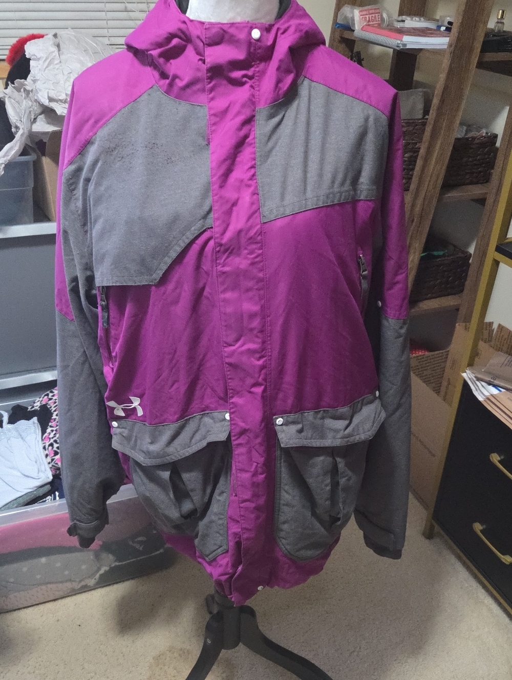 Under Armor Mountain Storm Ski/snowboard Jacket Two-Tone Purple and Gray